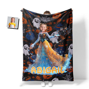 Personalized Face & Name Fairy Tale Princess Halloween Girl Blanket