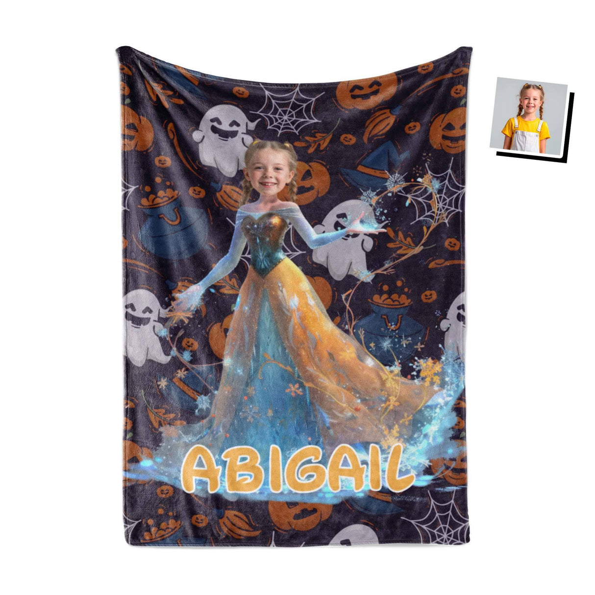 Personalized Face & Name Fairy Tale Princess Halloween Girl Blanket