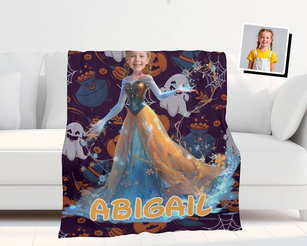 Personalized Face & Name Fairy Tale Princess Halloween Girl Blanket