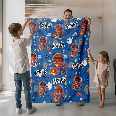 Personalized Name Blipp Truck Boy Halloween Blanket