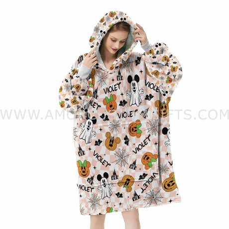 Custom Personalized Magical Halloween Magic Mouse Snug Oversized Wearable Hoodie Blanket