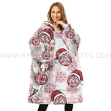 Custom Personalized Retro Christmas Disco Ball Snug Oversized Wearable Hoodie Blanket