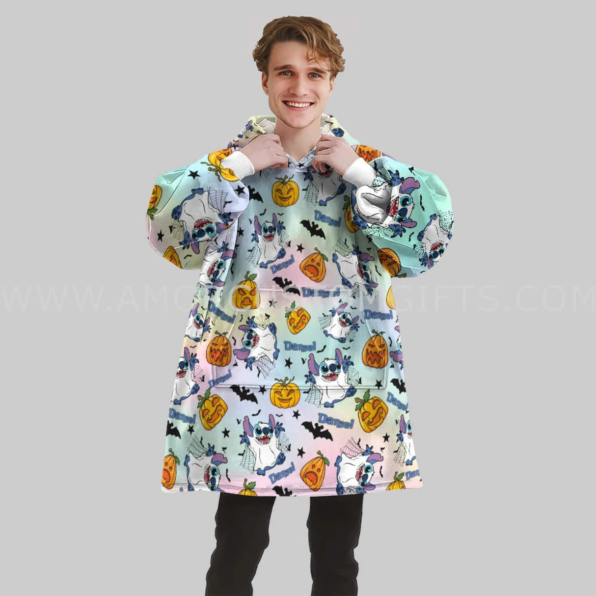 Custom Personalized Stitchy Ghost Halloween Snug Oversized Wearable Hoodie Blanket