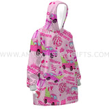 Custom Personalized Trendy Dolls Pink Christmas Snug Oversized Wearable Hoodie Blanket