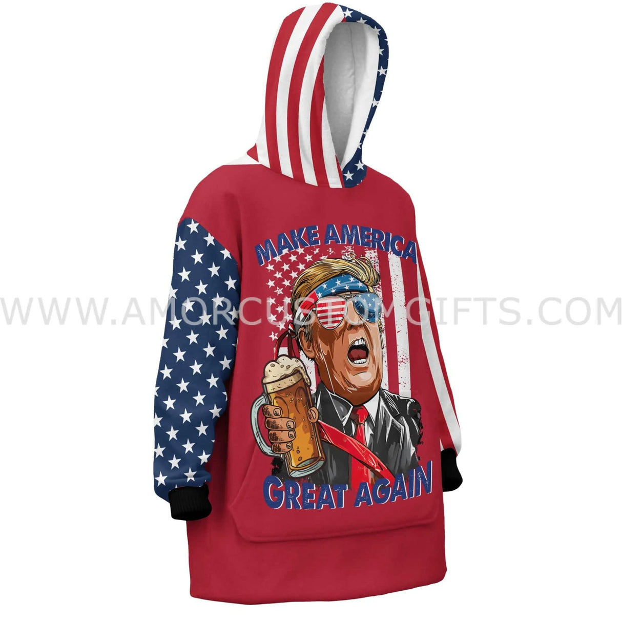 Personalized 2024 MAGA Funny Voting Snug Oversized Wearable Hoodie Blanket