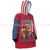 Personalized 2024 MAGA Funny Voting Snug Oversized Wearable Hoodie Blanket