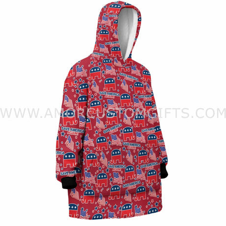 Personalized 2024 Republican vs Democrat Snug Oversized Wearable Hoodie Blanket