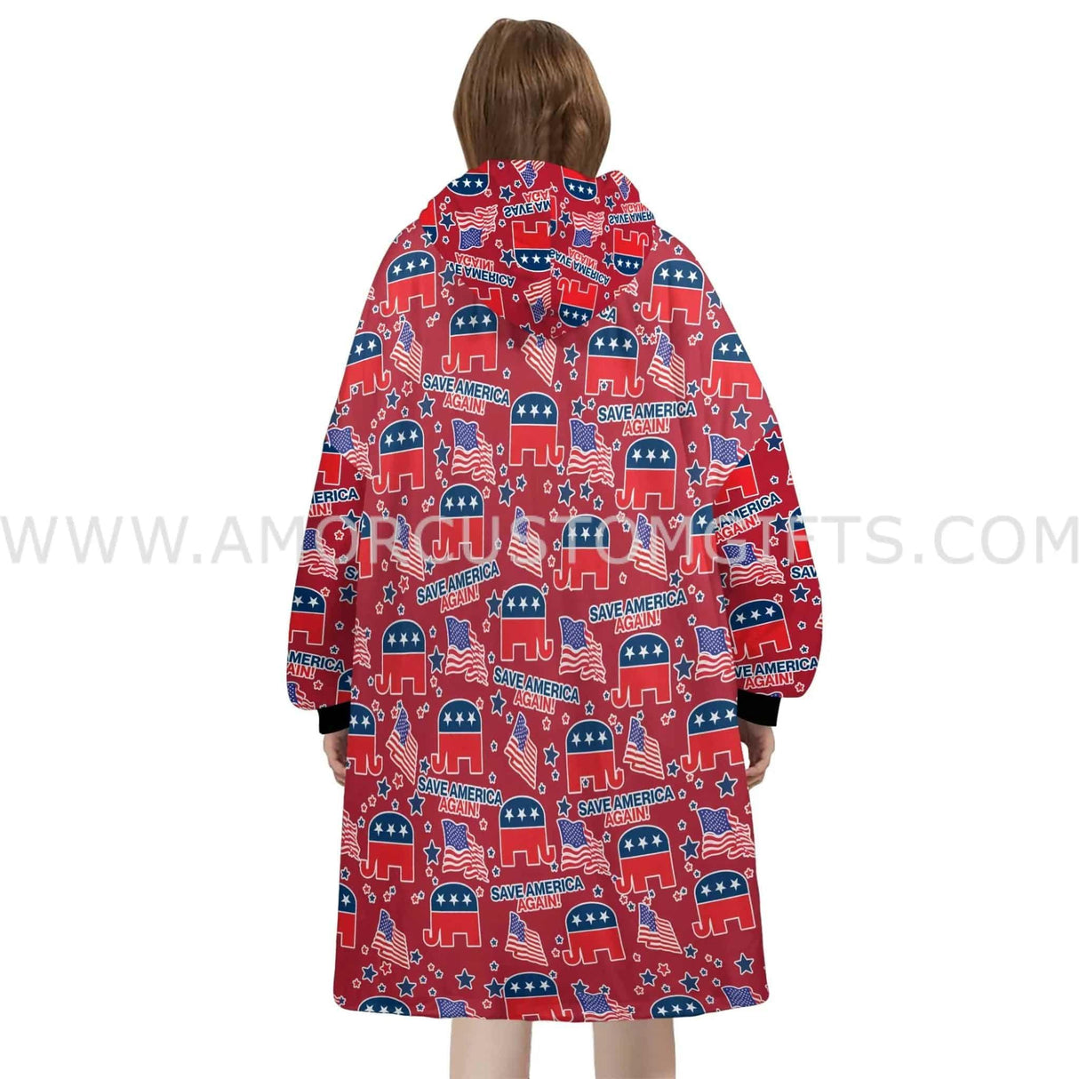 Personalized 2024 Republican vs Democrat Snug Oversized Wearable Hoodie Blanket