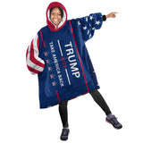 Personalized 2024 Trump Take America Back Snug Oversized Wearable Hoodie Blanket | Custom Wearable Hoodie Blanket