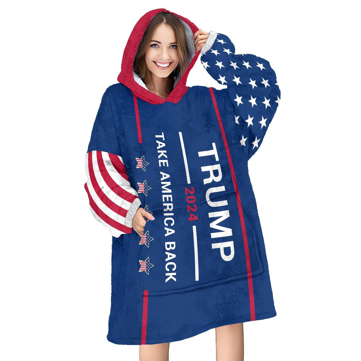 Personalized 2024 Trump Take America Back Snug Oversized Wearable Hoodie Blanket | Custom Wearable Hoodie Blanket