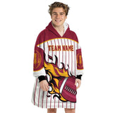 Personalized American Football Snug Oversized Wearable Hoodie Blanket