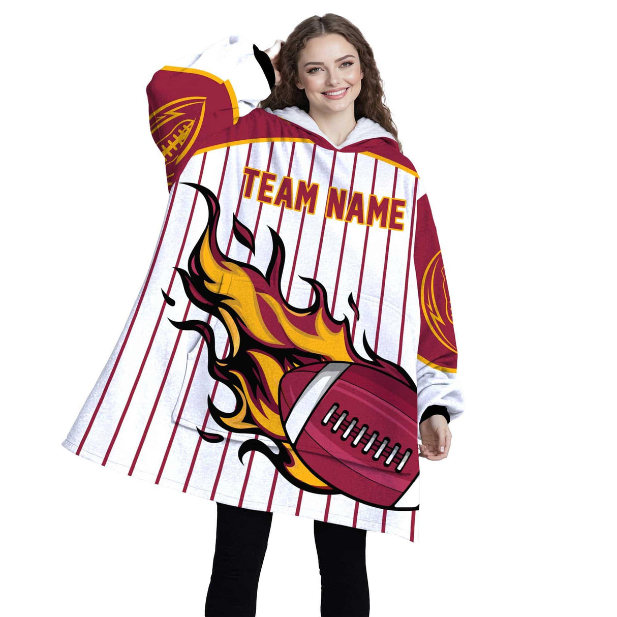 Personalized American Football Snug Oversized Wearable Hoodie Blanket