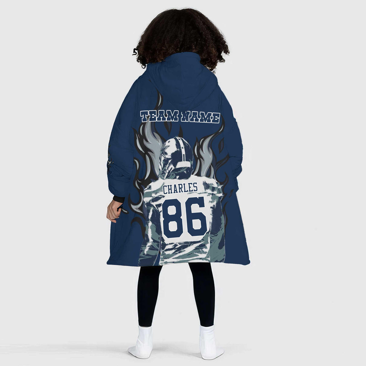 Personalized American Football Snug Oversized Wearable Hoodie Blanket