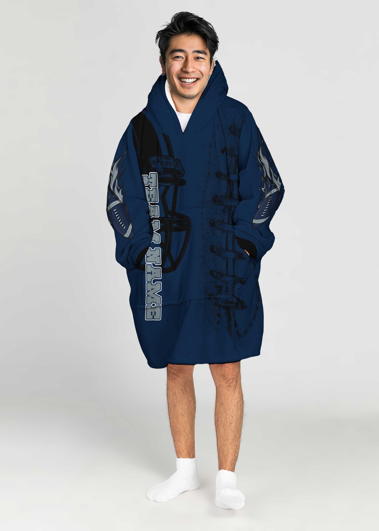 Personalized American Football Snug Oversized Wearable Hoodie Blanket