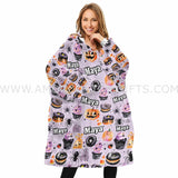 Personalized Anime Cat Halloween Snug Oversized Wearable Hoodie Blanket