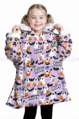 Personalized Anime Cat Halloween Snug Oversized Wearable Hoodie Blanket