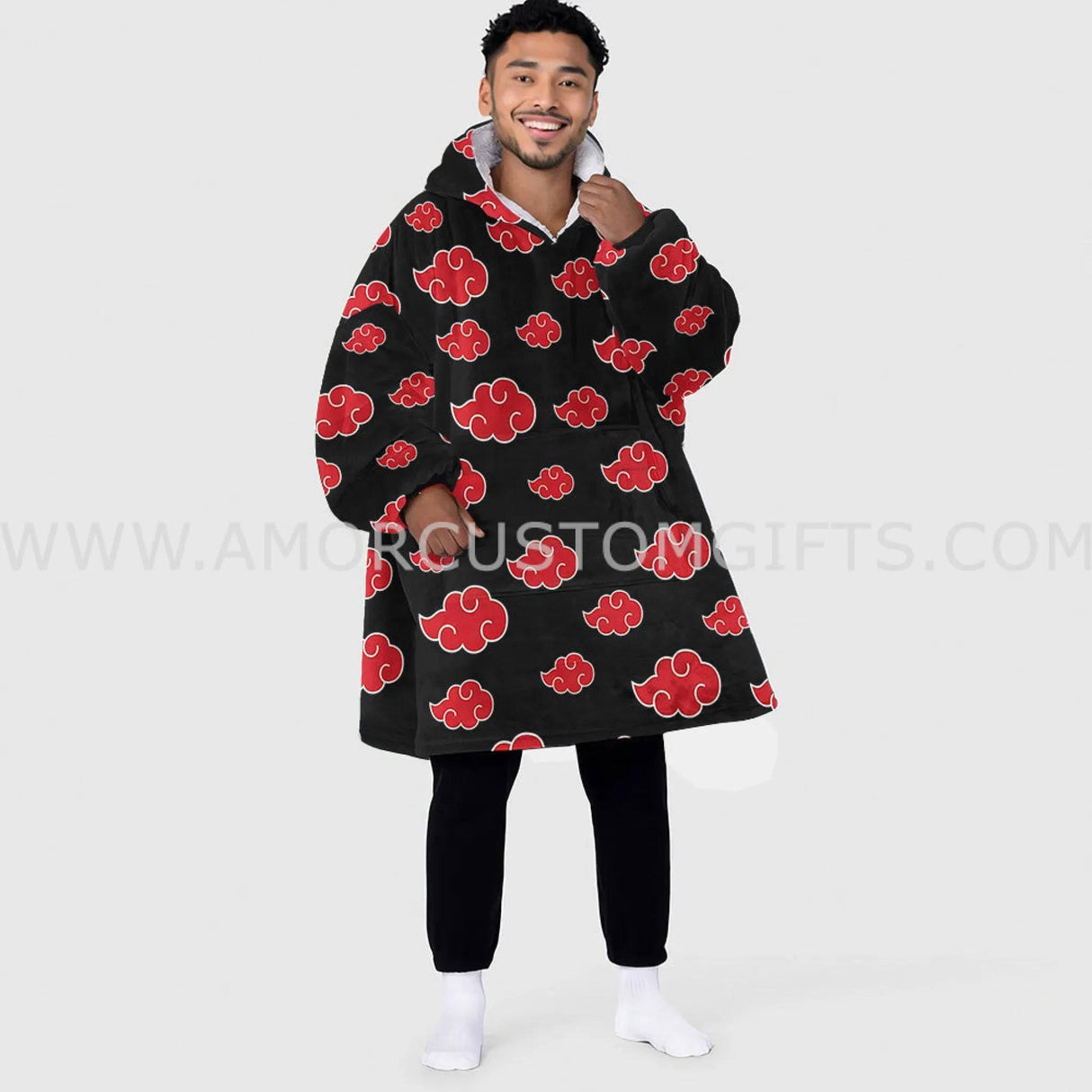 Personalized Anime Cloud Snug Oversized Wearable Hoodie Blanket