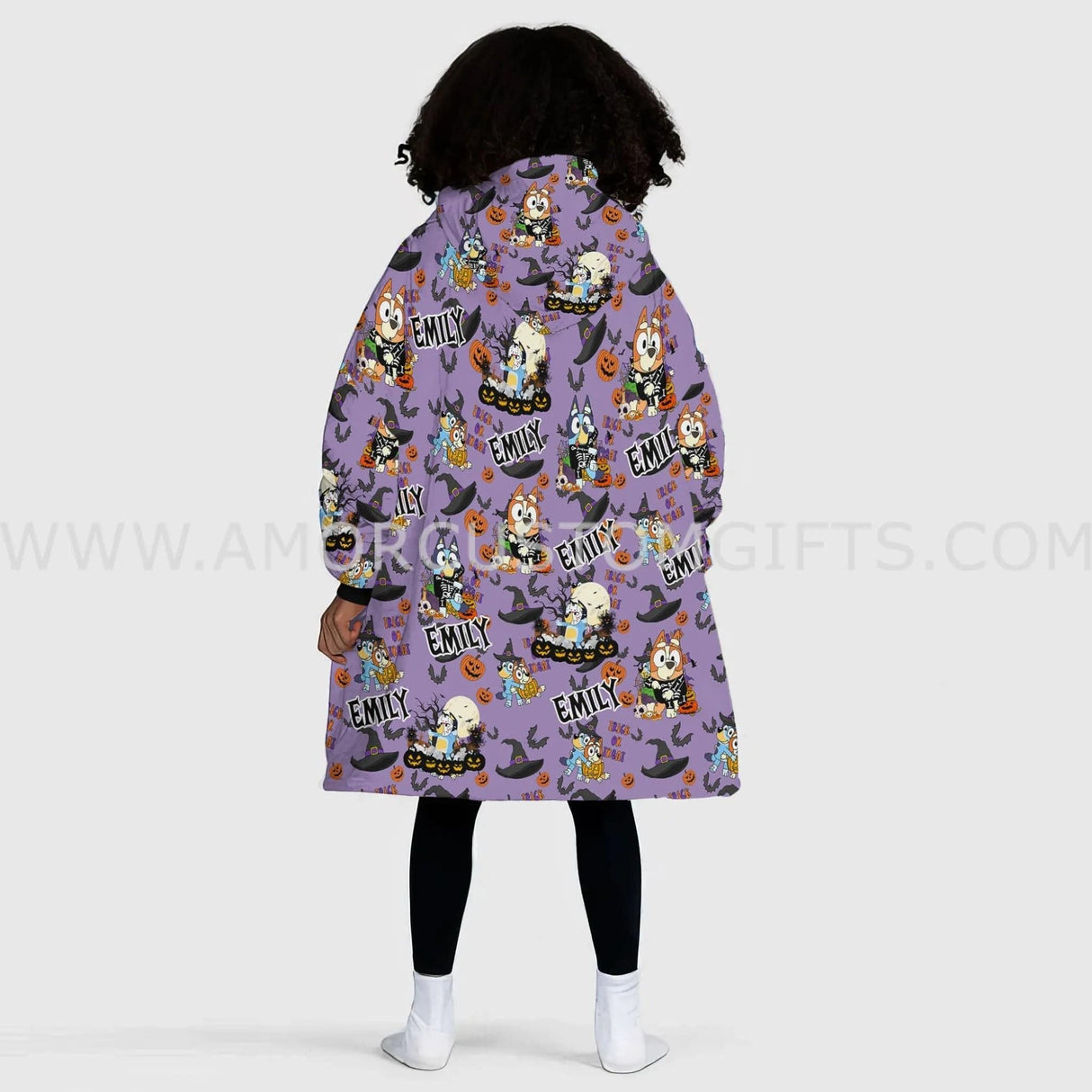 Personalized Australian Blue Heelers Cartoon Dog Halloween Snug Oversized Wearable Hoodie Blanket