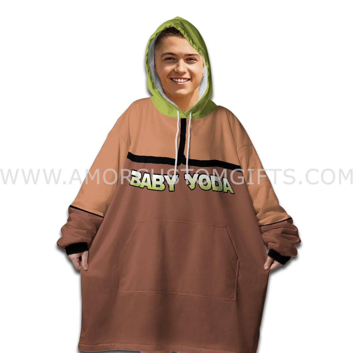 Personalized Baby Yoda Space Wars Snug Oversized Wearable Hoodie Blanket