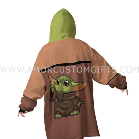 Personalized Baby Yoda Space Wars Snug Oversized Wearable Hoodie Blanket