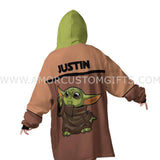 Personalized Baby Yoda Space Wars Snug Oversized Wearable Hoodie Blanket