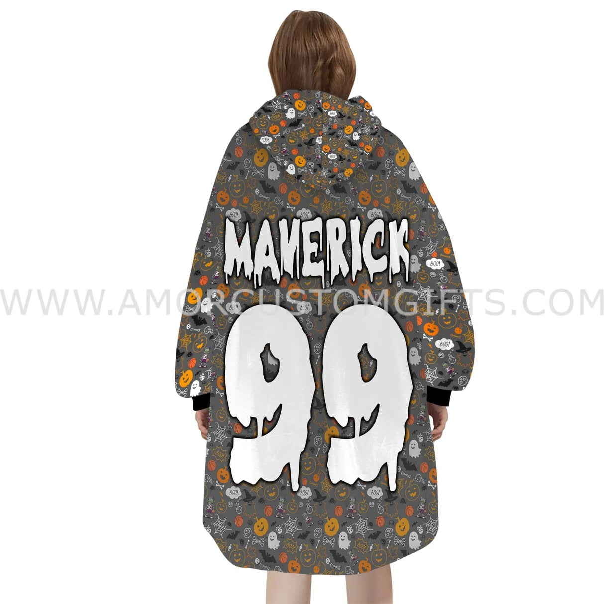 Personalized Basketball Halloween Snug Oversized Wearable Hoodie Blanket