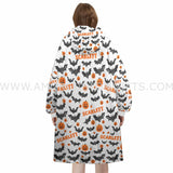 Personalized Bat Jack O Lantern Halloween Snug Oversized Wearable Hoodie Blanket