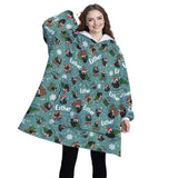 Personalized Black Cat Christmas Snug Oversized Wearable Hoodie Blanket