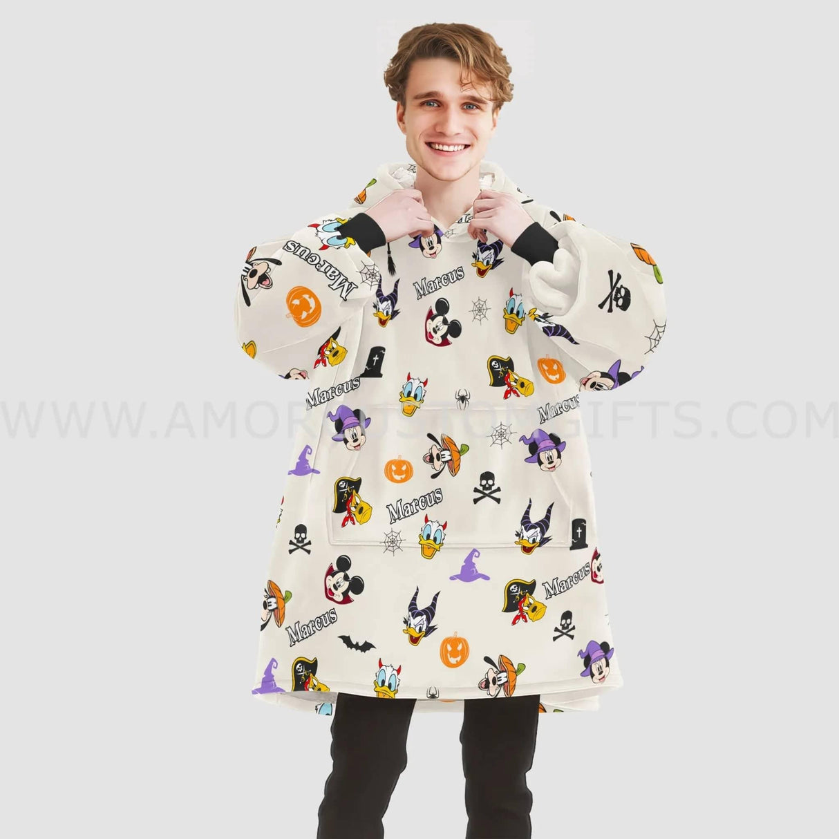 Personalized Cartoon Character Halloween Snug Oversized Wearable Hoodie Blanket