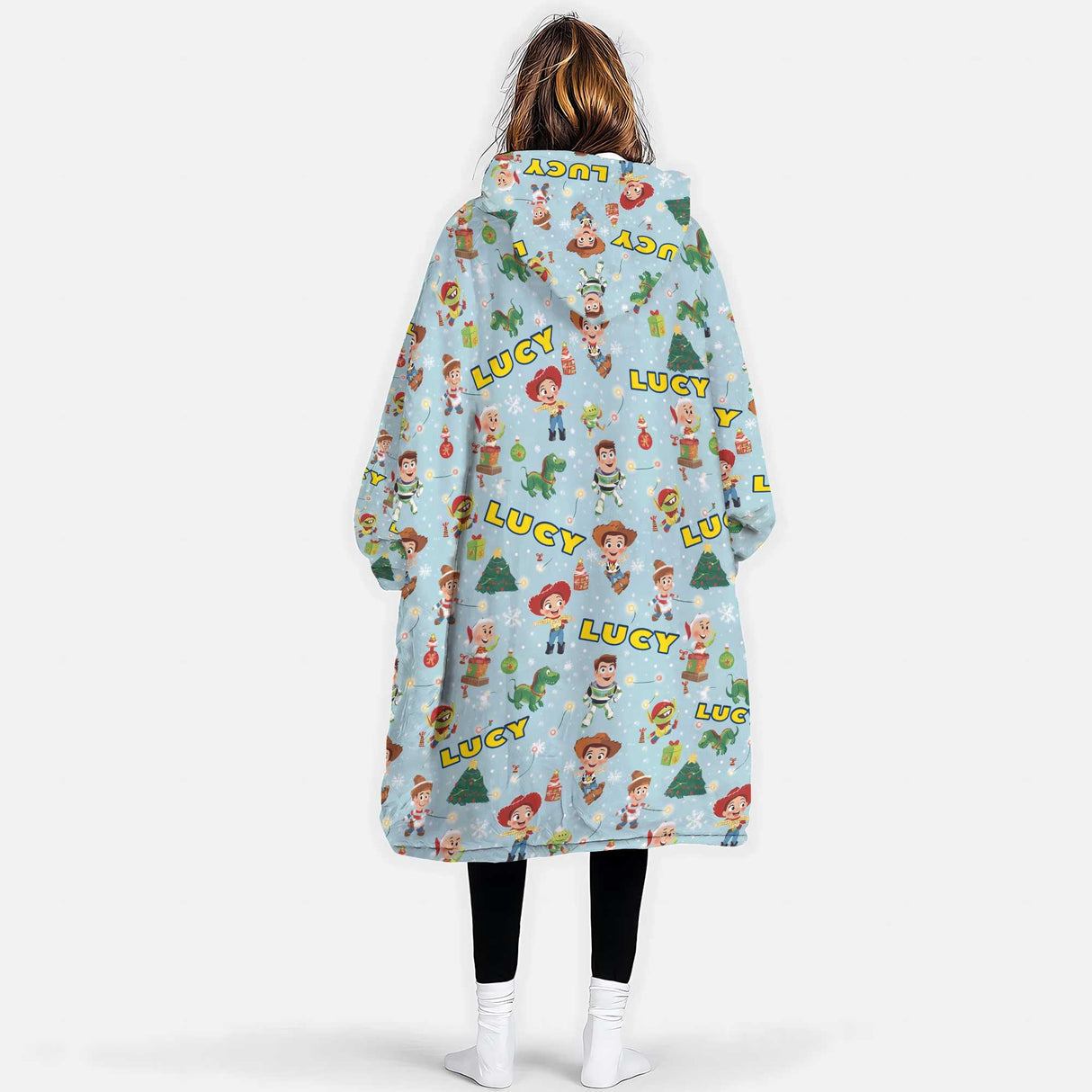 Personalized Chibi Toy Adventure Xmas Snug Oversized Wearable Hoodie Blanket