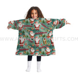 Personalized Chrismas Santa Seamless Snug Oversized Wearable Hoodie Blanket