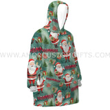 Personalized Chrismas Santa Seamless Snug Oversized Wearable Hoodie Blanket