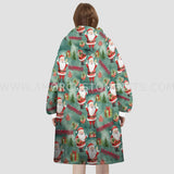 Personalized Chrismas Santa Seamless Snug Oversized Wearable Hoodie Blanket