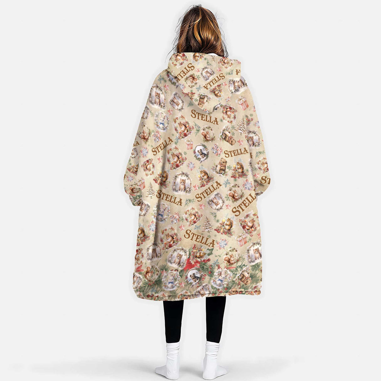 Personalized Christmas Fairytale Snug Oversized Wearable Hoodie Blanket