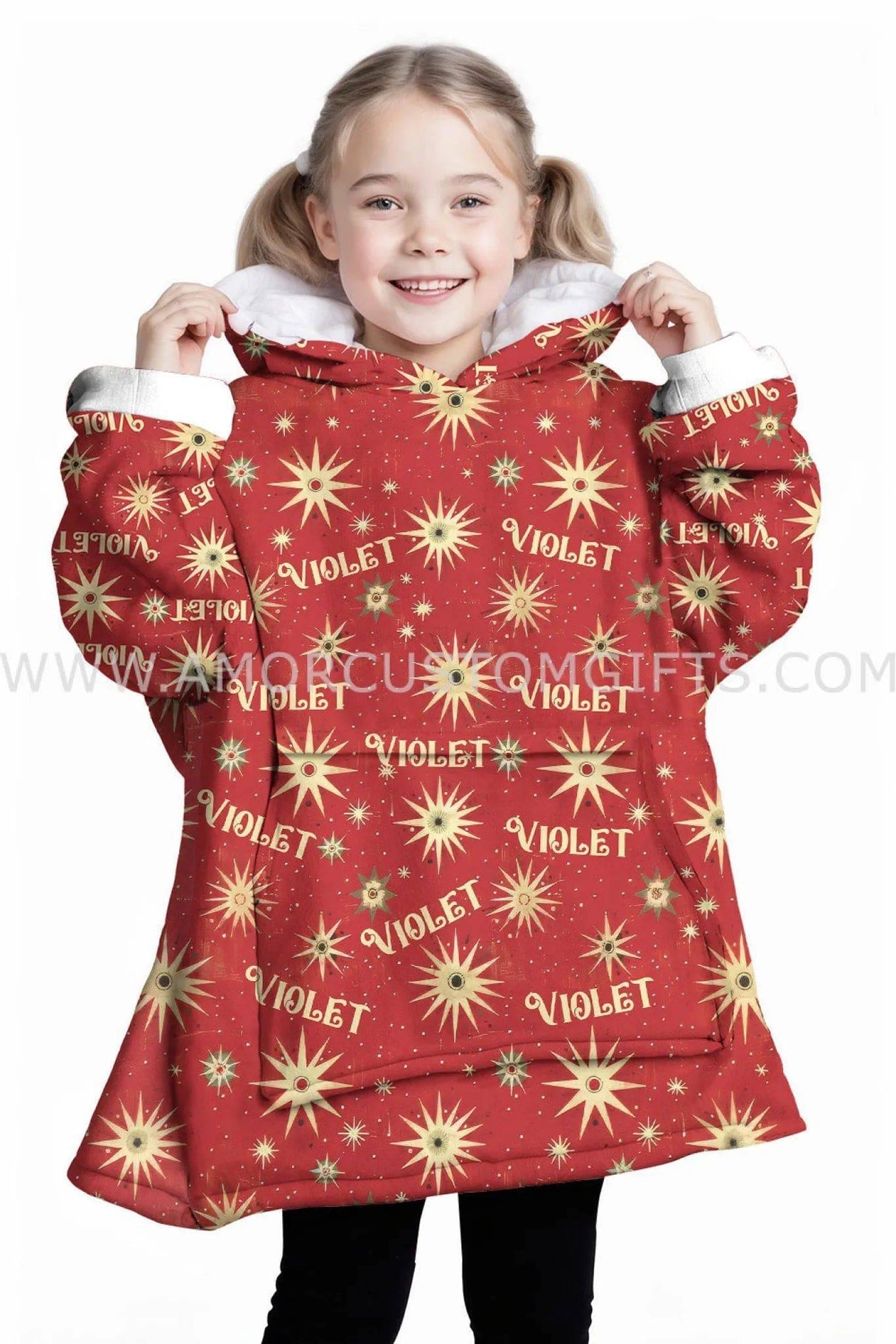 Personalized Christmas Ornaments Snug Oversized Wearable Hoodie Blanket