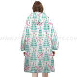 Personalized Christmas Pine Tree Snug Oversized Wearable Hoodie Blanket