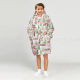 Personalized Christmas Pink Santa Snug Oversized Wearable Hoodie Blanket