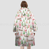 Personalized Christmas Pink Santa Snug Oversized Wearable Hoodie Blanket