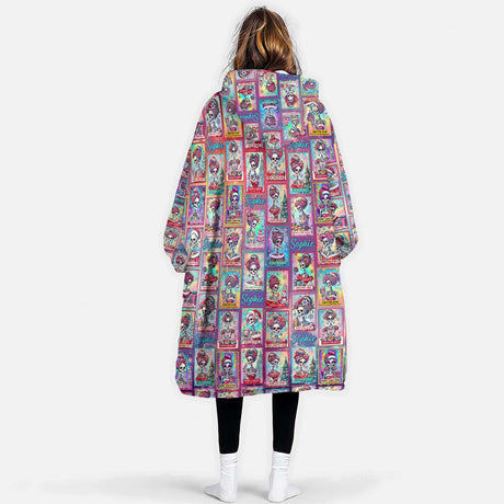 Personalized Christmas Skeleton Tarot Cards Snug Oversized Wearable Hoodie Blanket