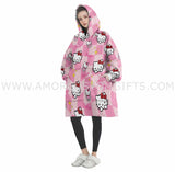 Personalized Cute Cartoon Kitty Snug Oversized Wearable Hoodie Blanket