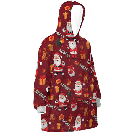 Personalized Cute Santa Claus Seamless Snug Oversized Wearable Hoodie Blanket