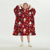 Personalized Cute Santa Claus Seamless Snug Oversized Wearable Hoodie Blanket