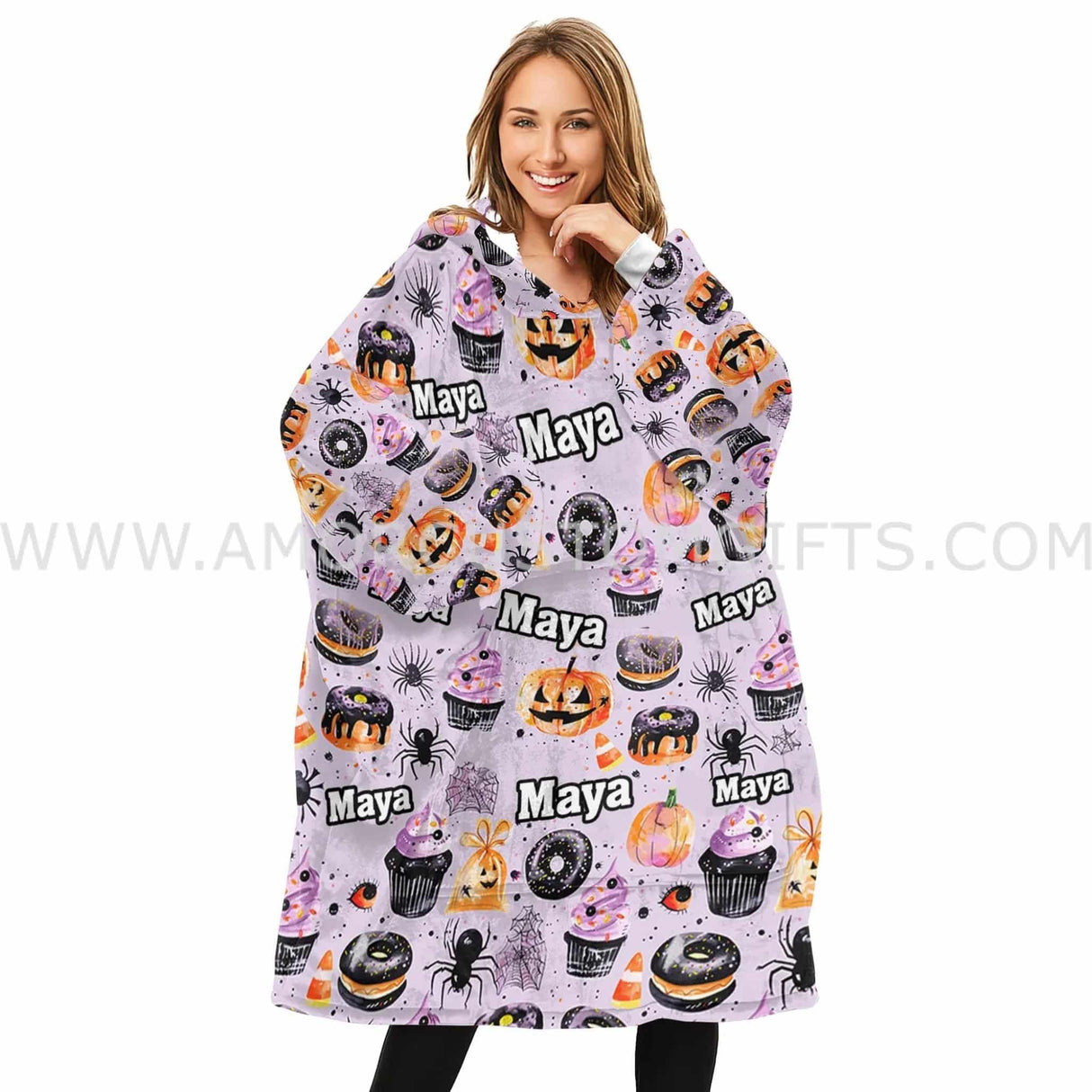 Personalized Donuts Cupcakes Halloween Snug Oversized Wearable Hoodie Blanket