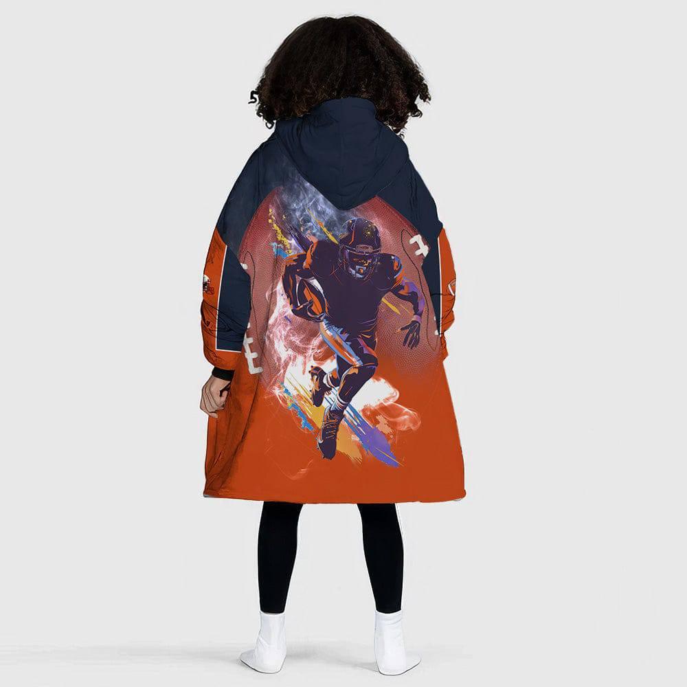 Personalized Face & Name American Football Snug Oversized Wearable Hoodie Blanket