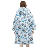 Personalized Face & Name Christmas Princess in Snow Globe Snug Oversized Wearable Hoodie Blanket