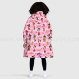 Personalized Face & Name Halloween Rescue Dogs Hero Squad Puppies Girl Snug Oversized Wearable Hoodie Blanket