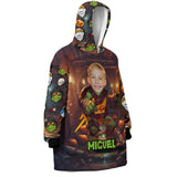 Personalized Face & Name Halloween Ninja Turtle Snug Oversized Wearable Hoodie Blanket