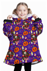 Personalized Face & Name Halloween Skeleton Snug Oversized Wearable Hoodie Blanket