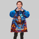 Personalized Face & Name Halloween Spider Boy Miles Morales Snug Oversized Wearable Hoodie Blanket