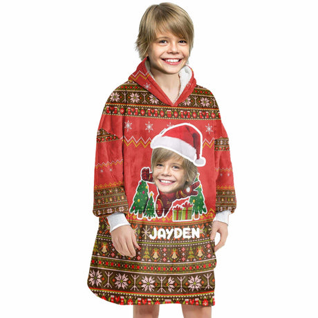 Personalized Face & Name Iron Boy Ugly Sweater Snug Oversized Wearable Hoodie Blanket